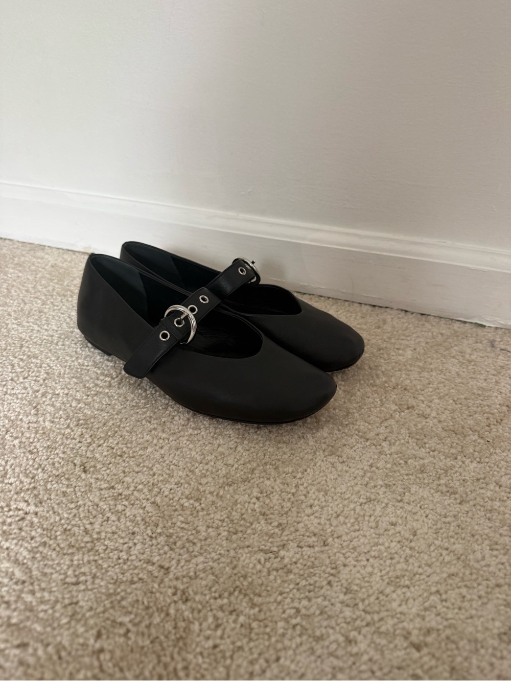 Reformation Ballet Flats Bethany Buckle in Leather Black - Picture 5 of 12